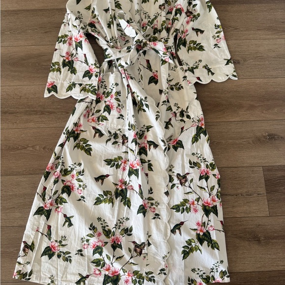 Heidi Carey White Hummingbird Classic Robe. 100 % Cotton - Picture 3 of 12